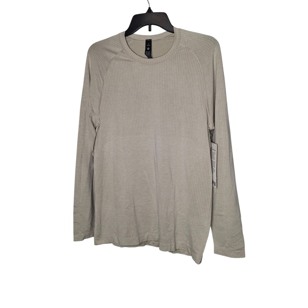Lululemon Metal Vent Tech Long Sleeve Shirt Raw Linen White LM3FHKS Mens Small